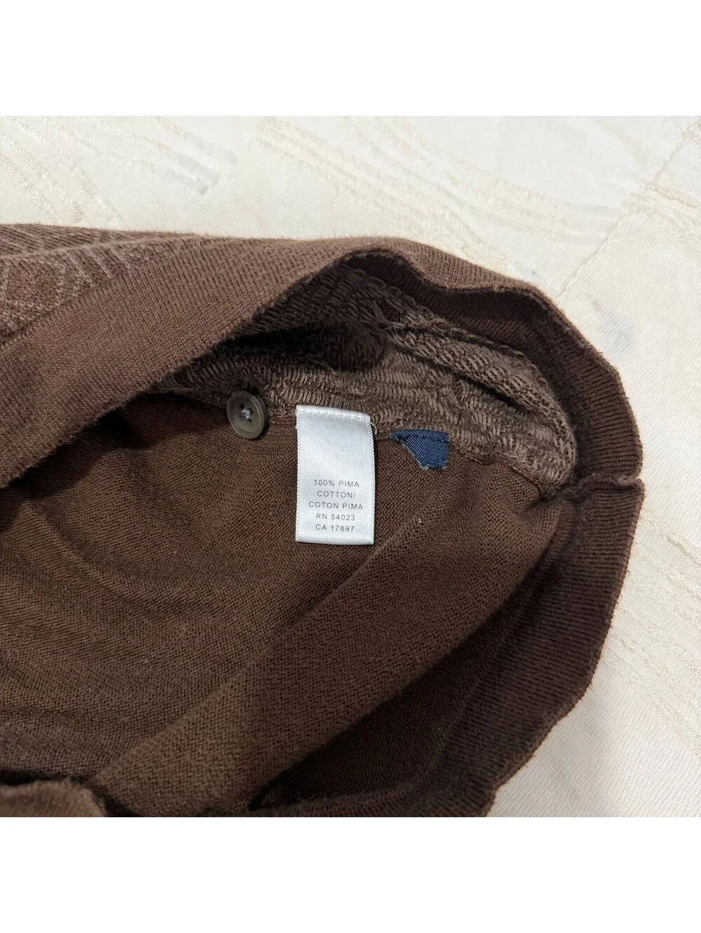Banana Republic Men’s L Pima Cotton Knit Polo Brown Geometric Retro Shirt